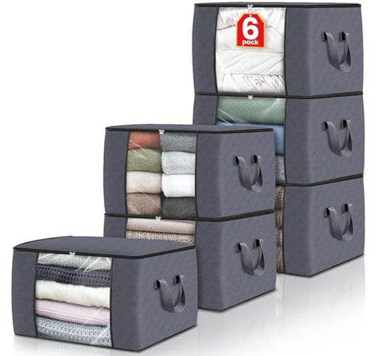 6 Pack Foldable Clothes Storage Bags Organizers