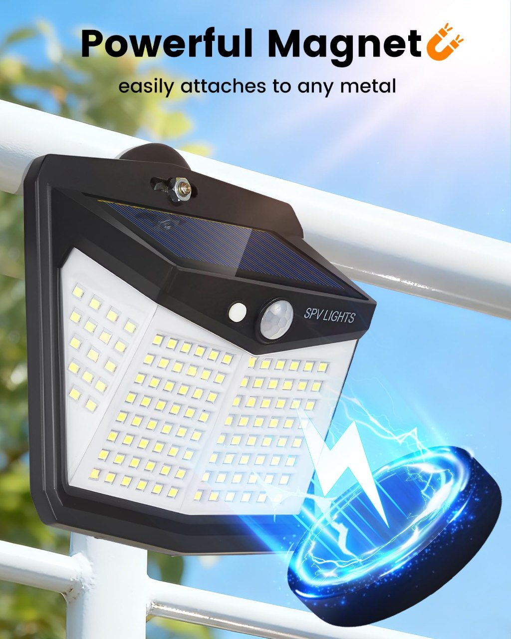2 Pack Magnetic Solar Motion Sensor Outdoor Lights