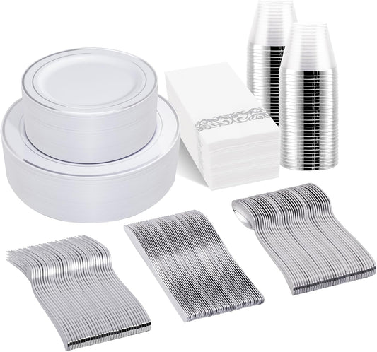 350 Piece Disposable Dinnerware Set for 50 Guests