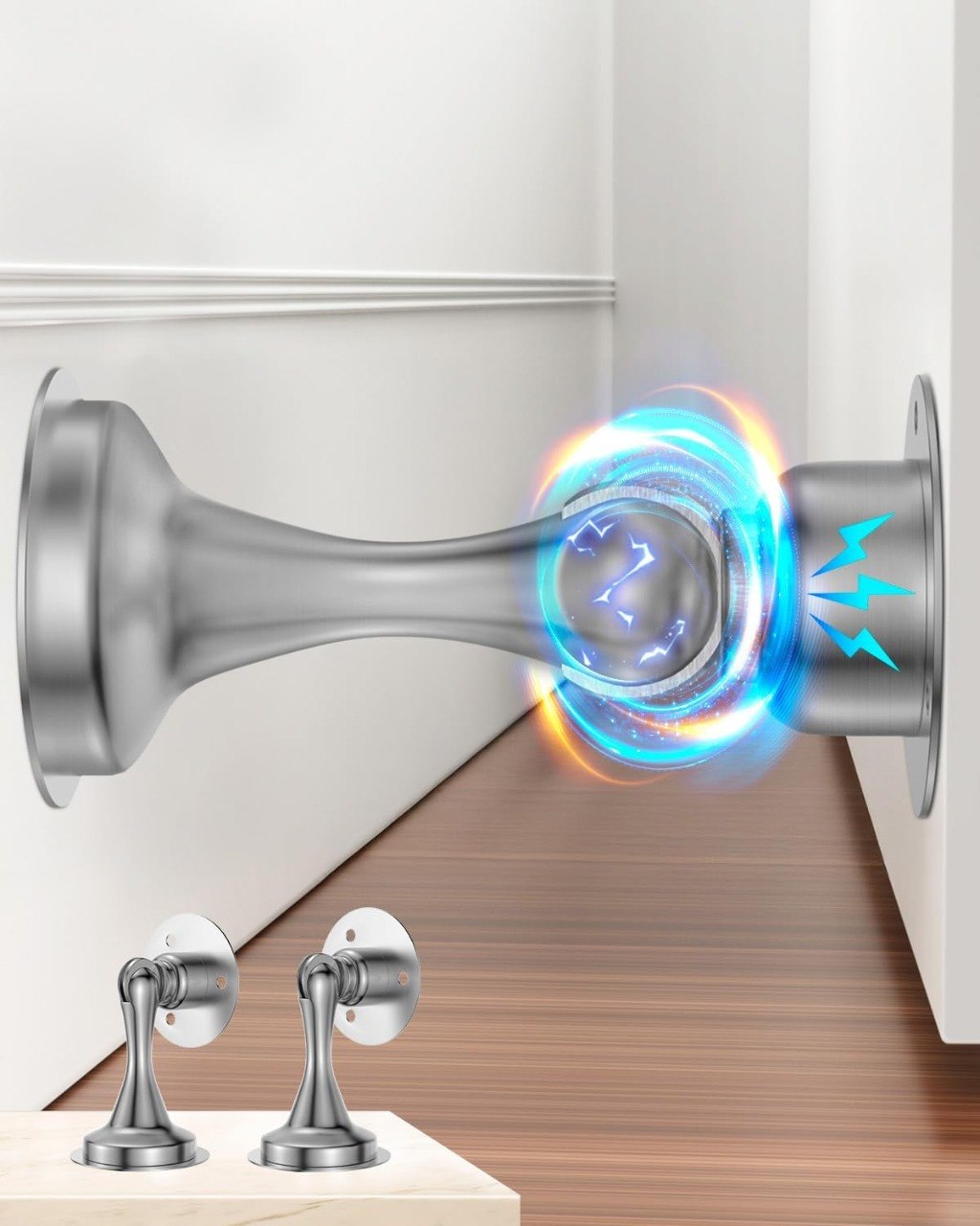 2 Pack Magnetic Stainless Steel Door Stopper Set