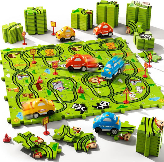 64 Piece Puzzle Race Track Car Toy Set