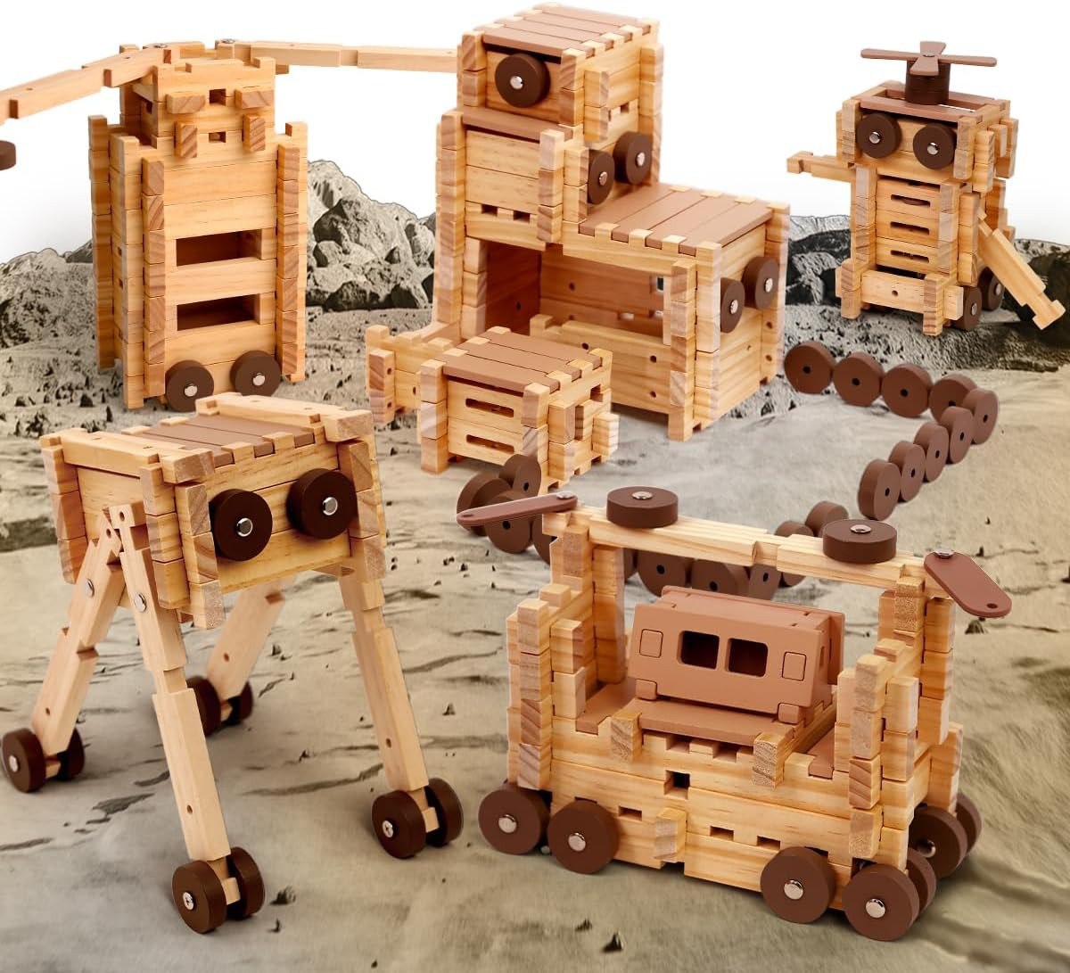 101 Piece Space Wooden Blocks Set for Kids