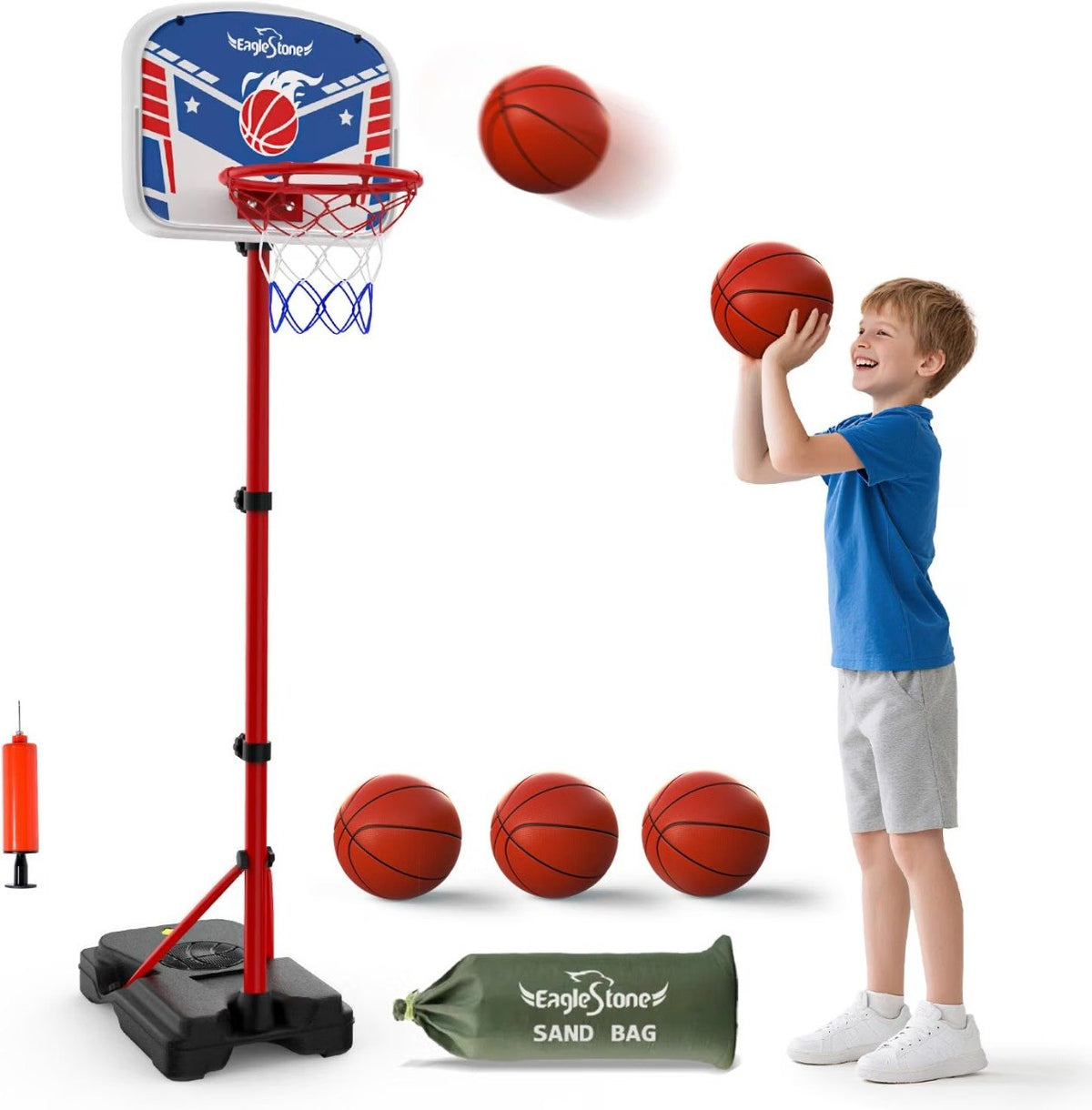 Adjustable Height Kids Basketball Hoop with Stand