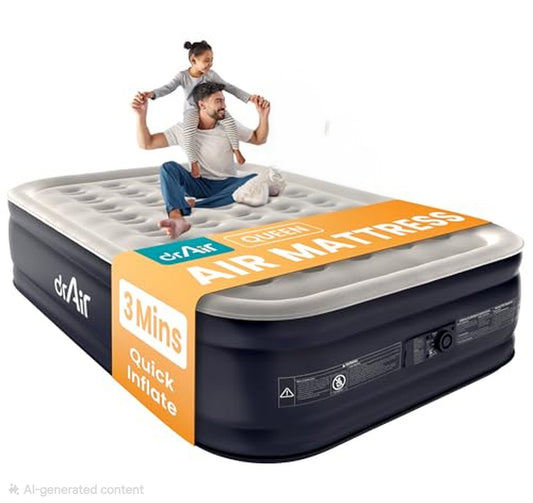 Queen 18-Inch Air Mattress with Built-In Pump
