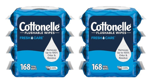 8 Packs 168 Count Cottonelle Flushable Wet Wipes