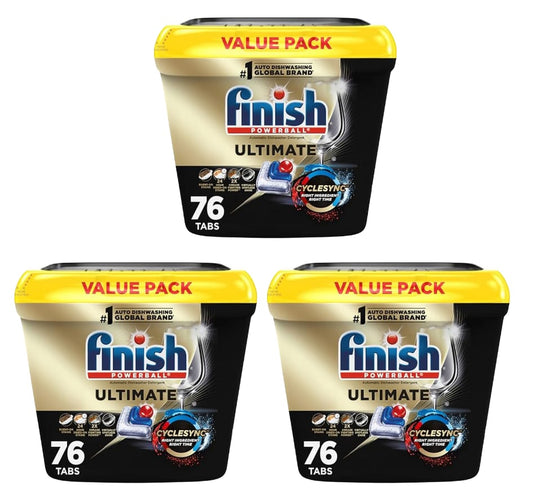 3 Pack 76 Count Finish Ultimate Dishwasher Pods Detergent Soap