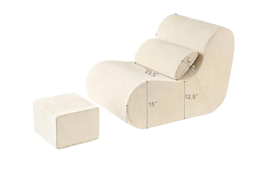 Bean Bag Chair with Ottoman, High-Density Foam Support
