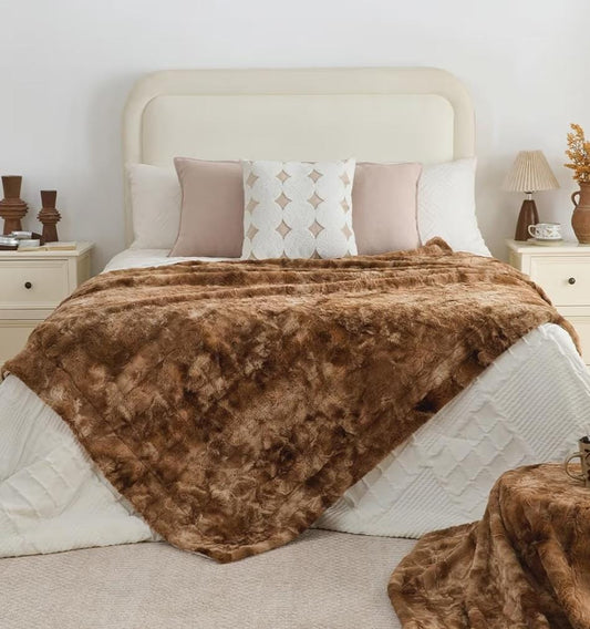 Krifey Large Faux Fur Plush Throw Blanket 60x80in