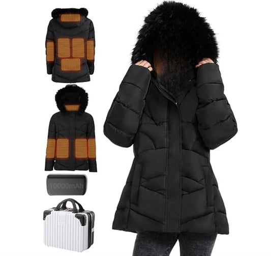 Heated Jacket with Battery Pack and Detachable Hood