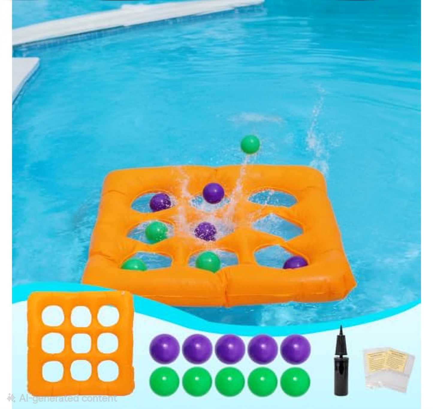 Pool Tic Tac Toe Floating Pool Game with Balls