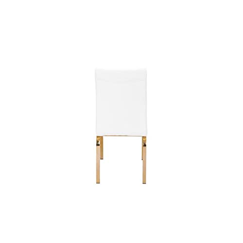 Best Quality Furniture 5PC Dining Set (1 Table + 4 Chairs), White, Gold