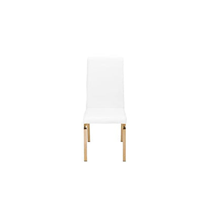 Best Quality Furniture 5PC Dining Set (1 Table + 4 Chairs), White, Gold