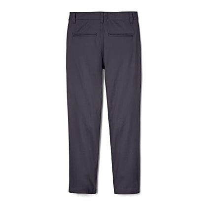 French Toast Boys' Adjustable Waist Straight Fit Stretch Twill Chino Pant, School Uniform Heather Gray, 10