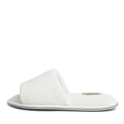 Dearfoams Women's Beatrice Velour Slide Slipper, Cream, Small