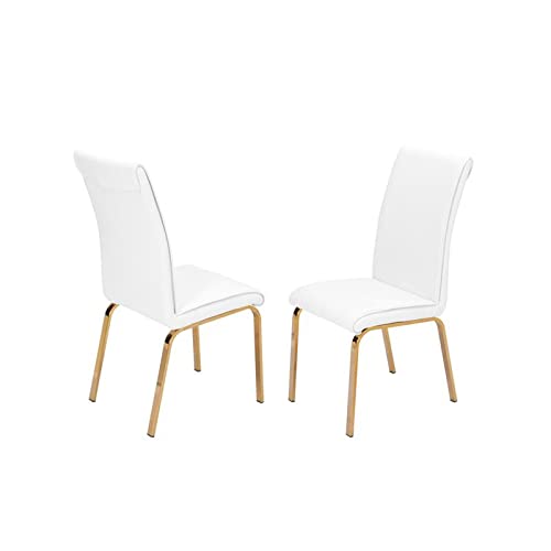 Best Quality Furniture 5PC Dining Set (1 Table + 4 Chairs), White, Gold