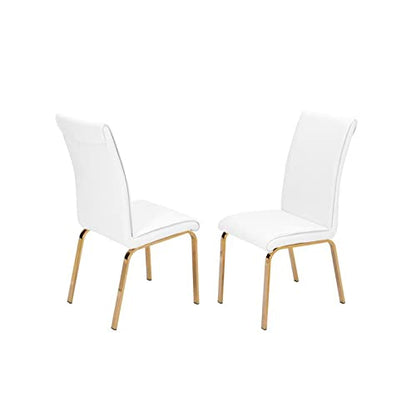 Best Quality Furniture 5PC Dining Set (1 Table + 4 Chairs), White, Gold