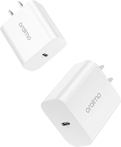 [2-Pack] USB C Wall Charger, oraimo Charger Block 20W, PD Fast Charging Power Adapter Plug