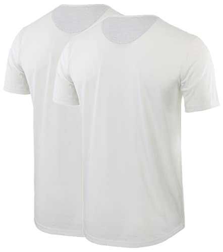 HARBETH Men's Casual Soft Athletic Regular Fit Short Sleeve Active Sports Henley Jersey Shirts White/Navy 2Pack L