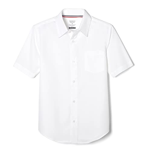 French Toast Boys' Short Sleeve Classic Poplin Dress Shirt (Standard & Husky), White, 5