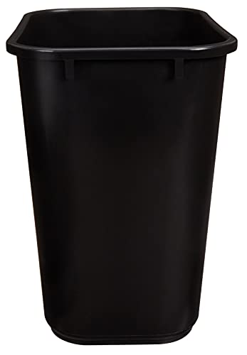 Amazon Basics 7 Gallon Rectangular Commercial Office Wastebasket, 2 Pack, Black (Previously AmazonCommercial brand)