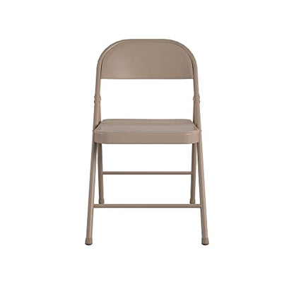 CoscoProducts COSCO SmartFold All-Steel Folding Chair, 4-Pack, Antique Linen