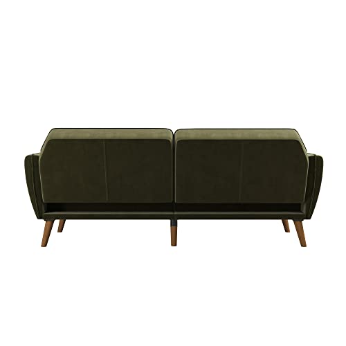 Novogratz Tallulah Memory Foam Futon, Convertible Couch, Green Velvet