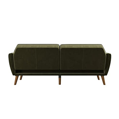 Novogratz Tallulah Memory Foam Futon, Convertible Couch, Green Velvet