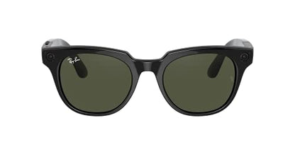 Ray-Ban Stories | Meteor Square Smart Glasses, Shiny Black/Green, 51 mm