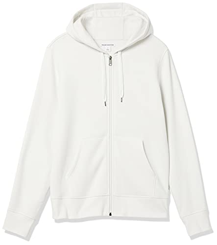 Amazon Essentials Men's Full-Zip Hooded Fleece Sweatshirt (Available in Big & Tall), White, Medium