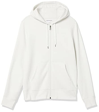 Amazon Essentials Men's Full-Zip Hooded Fleece Sweatshirt (Available in Big & Tall), White, Medium