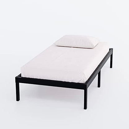 Minimalist Studio Metal Bed Frame – Heavy Duty Mattress Foundation with Anti-Slip Steel Slat Support, Durable Platform Base with Underbed Storage, Easy Assembly (Twin)