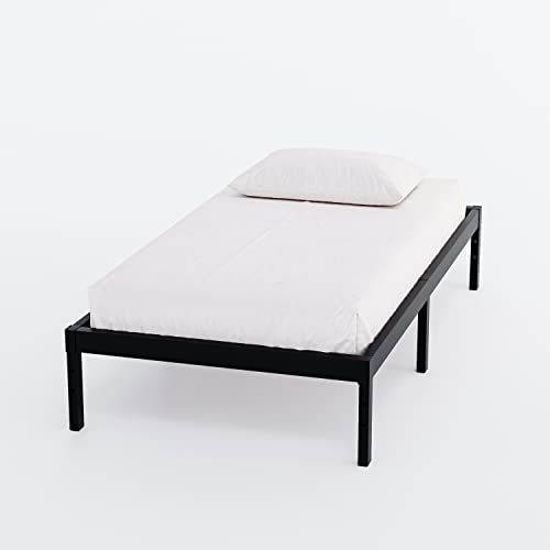 Minimalist Studio Metal Bed Frame – Heavy Duty Mattress Foundation with Anti-Slip Steel Slat Support, Durable Platform Base with Underbed Storage, Easy Assembly (Twin)