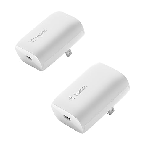 Belkin 30 Watt USB C Wall Charger - USB Type C Charger Fast Charging for Apple iPhone 14, 14 Pro, 14 Pro Max, 13, 13 Pro, 13 Pro Max, Galaxy S21 Ultra, iPad, AirPods & More - USBC Charger (Pack of 2)
