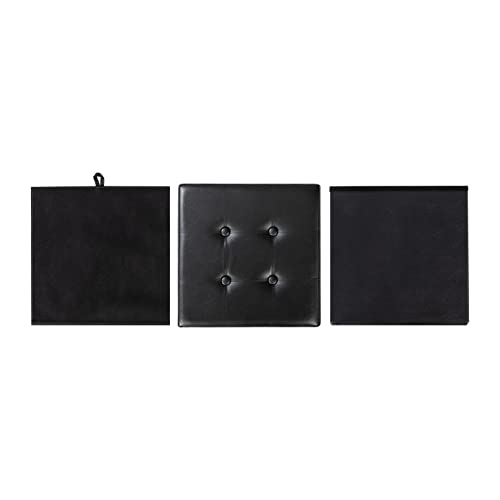 Otto & Ben Folding Box Chest with Memory Foam Seat, Tufted Faux Leather Small Ottomans Bench Foot Rest Stool, Black
