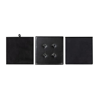 Otto & Ben Folding Box Chest with Memory Foam Seat, Tufted Faux Leather Small Ottomans Bench Foot Rest Stool, Black