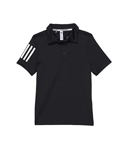 adidas Golf Boys' Standard 3-Stripes Polo Shirt, Black, Large