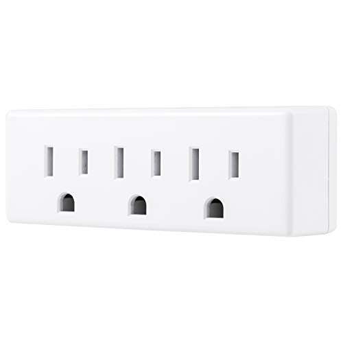 GE home electrical 3-Outlet Extender Wall Tap, Grounded Adapter Plug, Indoor Rated, 3-Prong, Perfect for Travel, UL Listed, White, 52203