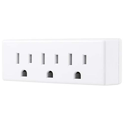 GE home electrical 3-Outlet Extender Wall Tap, Grounded Adapter Plug, Indoor Rated, 3-Prong, Perfect for Travel, UL Listed, White, 52203