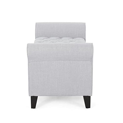 Christopher Knight Home Keiko Fabric Armed Storage Bench, Light Grey