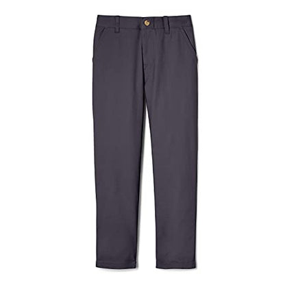 French Toast Boys' Adjustable Waist Straight Fit Stretch Twill Chino Pant, School Uniform Heather Gray, 10