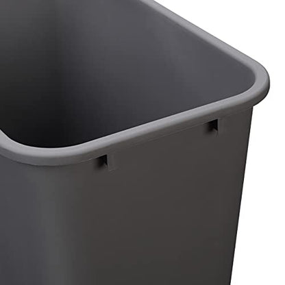 Amazon Basics 10 Gallon Rectangular Commercial Office Wastebasket, 2 Pack, Grey (Previously AmazonCommercial brand)