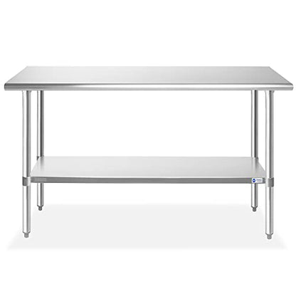GRIDMANN Stainless Steel Work Table 60 x 24 Inches, NSF Commercial Kitchen Prep Table with Under Shelf for Restaurant and Home