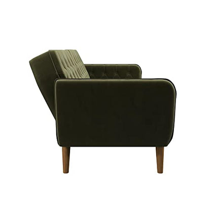 Novogratz Tallulah Memory Foam Futon, Convertible Couch, Green Velvet