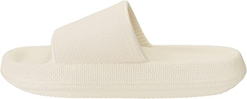 Joomra Shower Slippers for Women Mens Massage Foam Pillow House Shower Bath Bathroom Home Platform Sandals Slipers Cushion Cloud Slides for Ladies Female Male Sandles Beige 39-40
