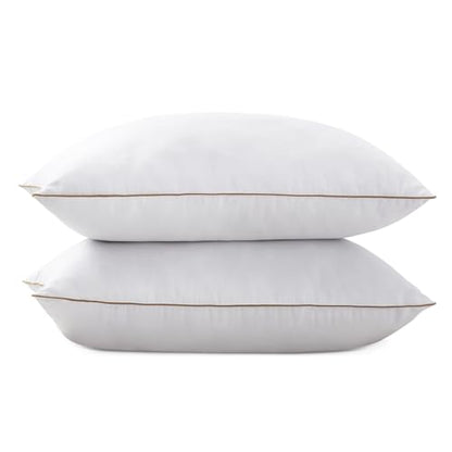 Bafode Bed Pillows Feather and Polyesterfor Sleeping 2 Pack Standrad Size Set of 2 for Sleeping White Pillow Insert Soft Hotel Pillows 20x26