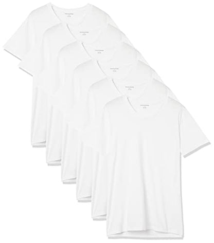 Amazon Essentials Men's V-Neck Undershirt, Pack of 6, White, Medium