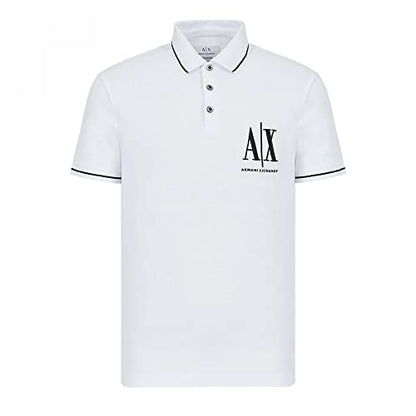 A|X Armani Exchange Men's Embroidered Icon Logo Polo Shirt, White, M