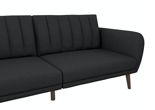 Novogratz Brittany Sofa Futon - Premium Upholstery and Wooden Legs - Dark Gray