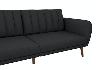 Novogratz Brittany Sofa Futon - Premium Upholstery and Wooden Legs - Dark Gray