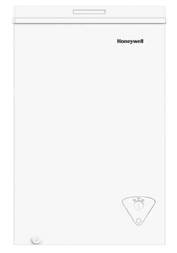 Honeywell 3.5 Cubic Feet Chest Freezer with Removable Storage Basket, Adjustable Temperature Control, Energy Saving, for Garage, Office, Dorm, or Apartment, white